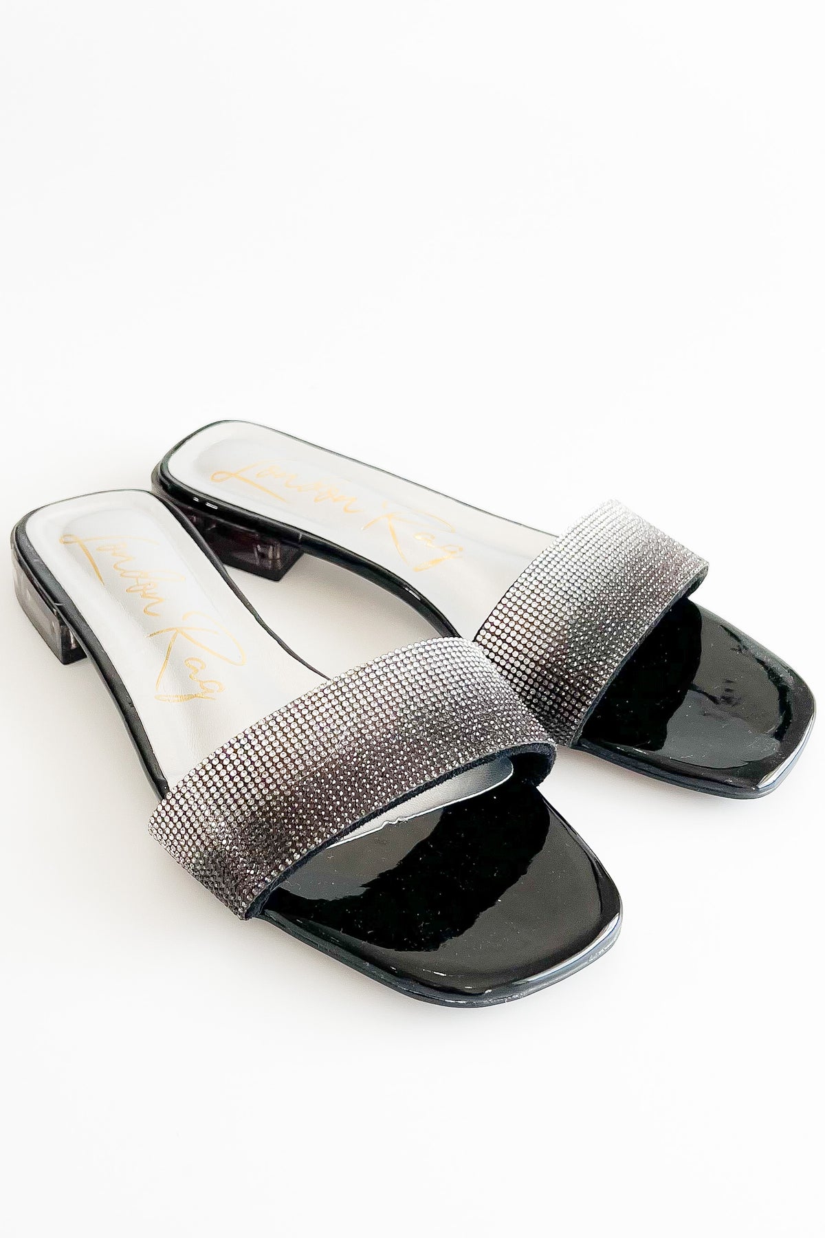 Top Flirt Rhinestone Slip On Sandals - Black-250 Shoes-RagCompany-Coastal Bloom Boutique, find the trendiest versions of the popular styles and looks Located in Indialantic, FL