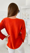 Soho Italian Boatneck Pullover - Orange-140 Sweaters-Yolly-Coastal Bloom Boutique, find the trendiest versions of the popular styles and looks Located in Indialantic, FL