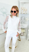 Luxury Slopes Lace Crochet Sweater-140 Sweaters-MAZIK-Coastal Bloom Boutique, find the trendiest versions of the popular styles and looks Located in Indialantic, FL