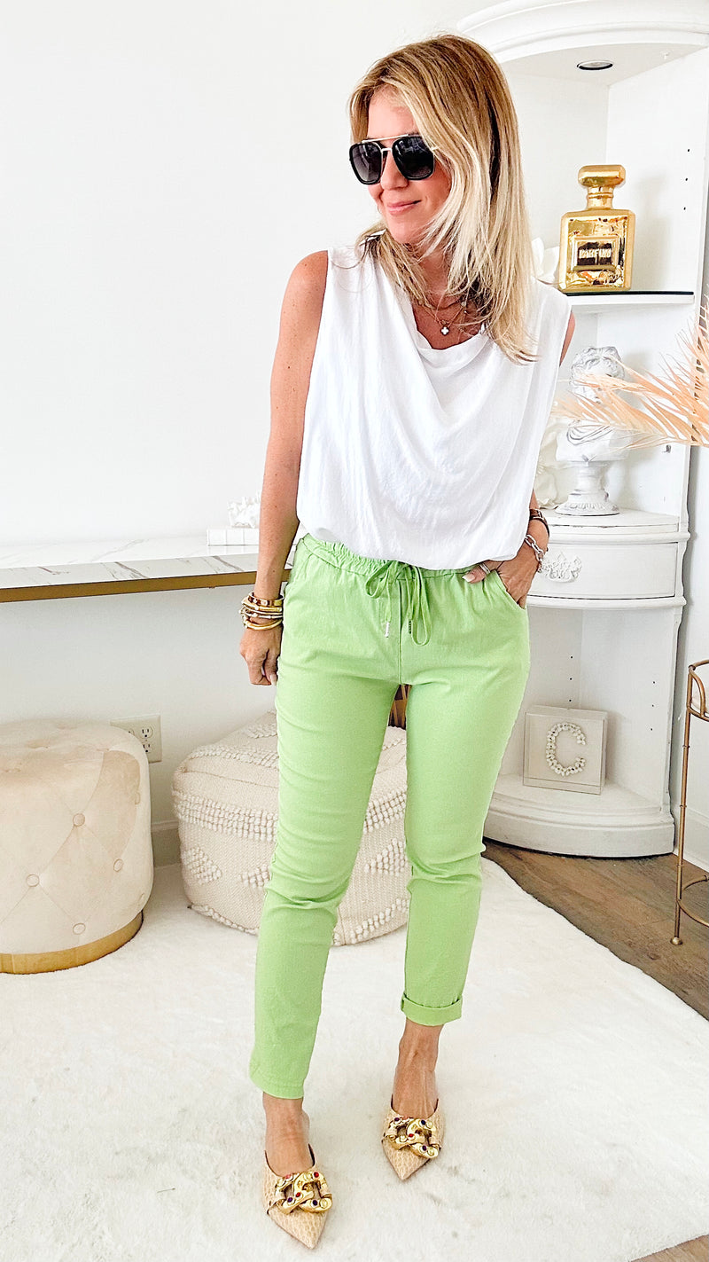 Spring Italian Jogger Pant - Kiwi-180 Joggers-Yolly-Coastal Bloom Boutique, find the trendiest versions of the popular styles and looks Located in Indialantic, FL