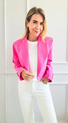 Sequins Striped Cropped Plunged Blazer-150 Cardigans/Layers-LA ROS-Coastal Bloom Boutique, find the trendiest versions of the popular styles and looks Located in Indialantic, FL