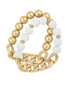 Chain & Ball Bracelets - White-230 Jewelry-Golden Stella-Coastal Bloom Boutique, find the trendiest versions of the popular styles and looks Located in Indialantic, FL