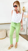 Spring Italian Jogger Pant - Kiwi-180 Joggers-Yolly-Coastal Bloom Boutique, find the trendiest versions of the popular styles and looks Located in Indialantic, FL