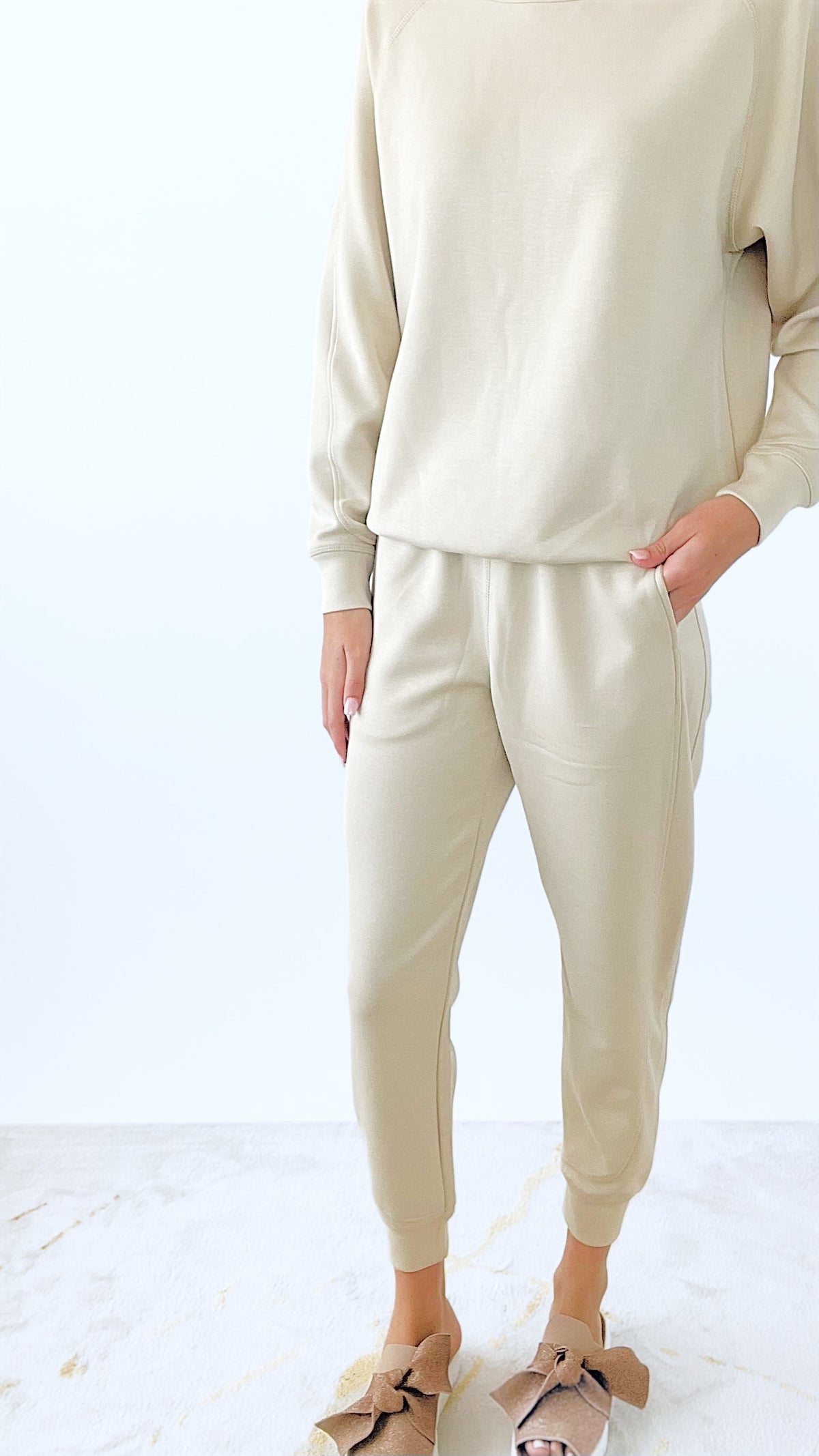 Elevated Lounge Set- Natural-210 Loungewear/Sets-Mono B-Coastal Bloom Boutique, find the trendiest versions of the popular styles and looks Located in Indialantic, FL
