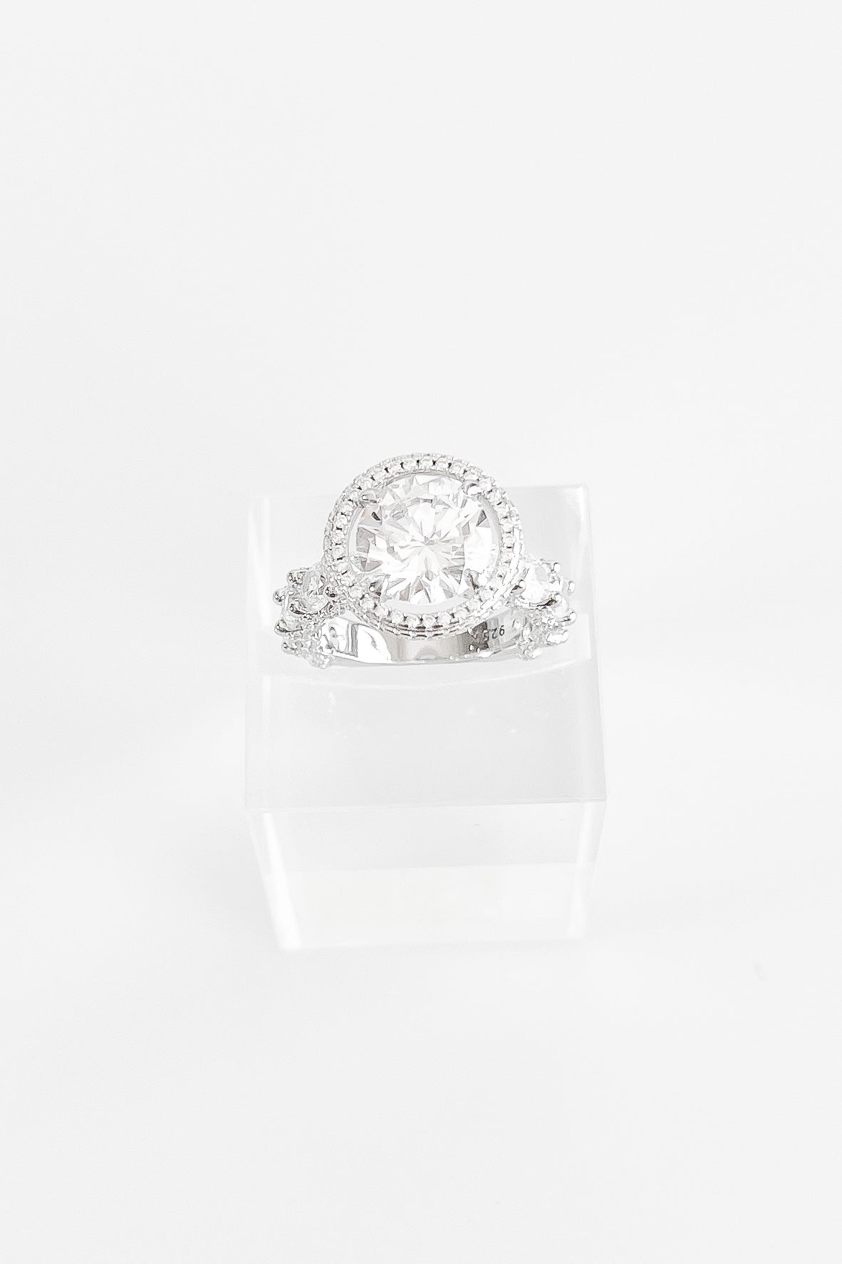 Sterling Silver Mega Stone CZ Halo Ring-230 Jewelry-Italian Ice/NYC-Coastal Bloom Boutique, find the trendiest versions of the popular styles and looks Located in Indialantic, FL
