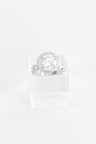 Sterling Silver Mega Stone CZ Halo Ring-230 Jewelry-Italian Ice/NYC-Coastal Bloom Boutique, find the trendiest versions of the popular styles and looks Located in Indialantic, FL