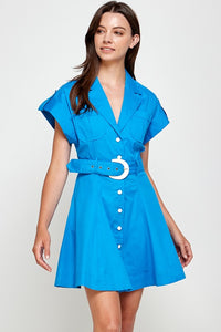 Timeless Short Sleeve Mini Dress - Blue-200 Dresses/Jumpsuits/Rompers-pastel design-Coastal Bloom Boutique, find the trendiest versions of the popular styles and looks Located in Indialantic, FL