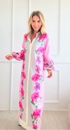 Button Down Floral Print Long Sleeve Dress-Pink-200 Dresses/Jumpsuits/Rompers-Sundayup-Coastal Bloom Boutique, find the trendiest versions of the popular styles and looks Located in Indialantic, FL