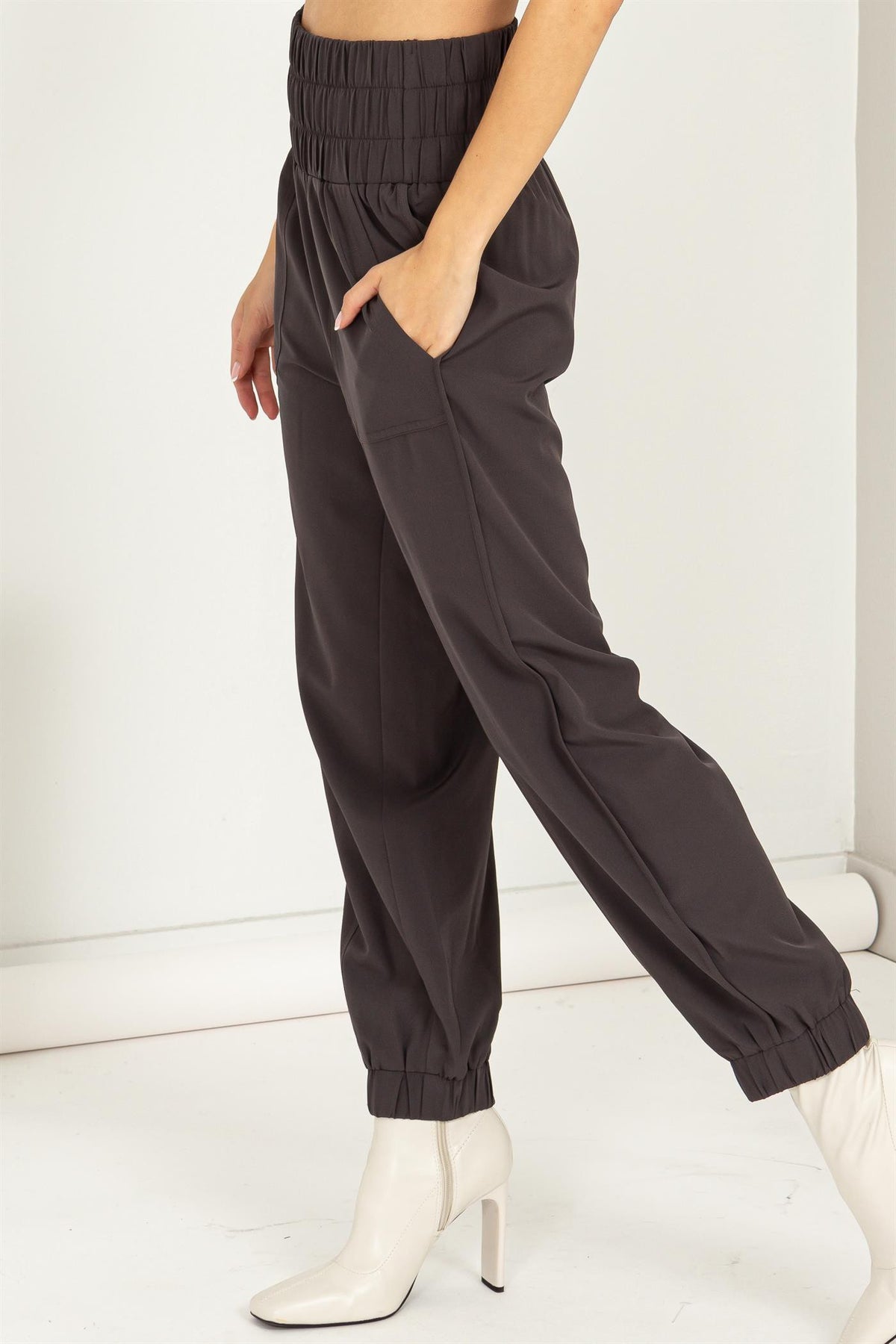 Paperbag Jogger Pants - Charcoal-170 Bottoms-HYFVE-Coastal Bloom Boutique, find the trendiest versions of the popular styles and looks Located in Indialantic, FL