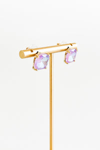 Cushion Stone Stud Evening Earrings - Purple-230 Jewelry-NYW-Coastal Bloom Boutique, find the trendiest versions of the popular styles and looks Located in Indialantic, FL