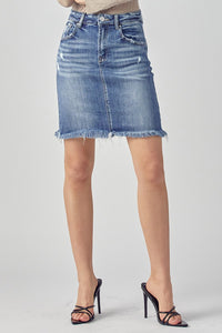 High Rise Denim Skirt-170 Bottoms-RISEN JEANS-Coastal Bloom Boutique, find the trendiest versions of the popular styles and looks Located in Indialantic, FL