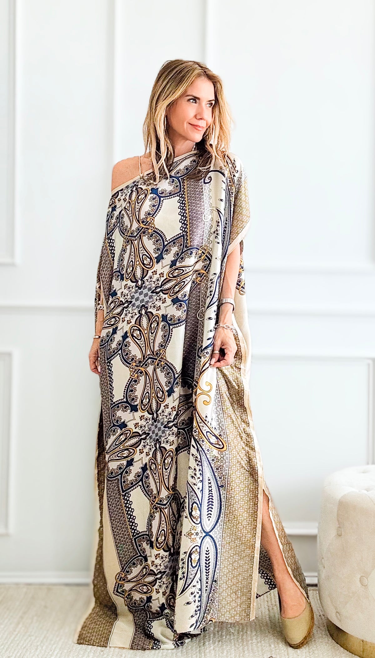 Boho Printed Silk Dress-200 dresses/jumpsuits/rompers-Max Accessories-Coastal Bloom Boutique, find the trendiest versions of the popular styles and looks Located in Indialantic, FL
