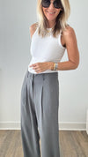 Back to Work Trousers - Grey-170 Bottoms-GIGIO-Coastal Bloom Boutique, find the trendiest versions of the popular styles and looks Located in Indialantic, FL