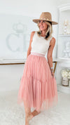 Ballet Tulle Midi Skirt - Blush-170 Bottoms-Taba Stitch-Coastal Bloom Boutique, find the trendiest versions of the popular styles and looks Located in Indialantic, FL