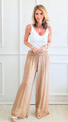 Sheer Bliss Italian Palazzo - Camel-pants-Italianissimo-Coastal Bloom Boutique, find the trendiest versions of the popular styles and looks Located in Indialantic, FL