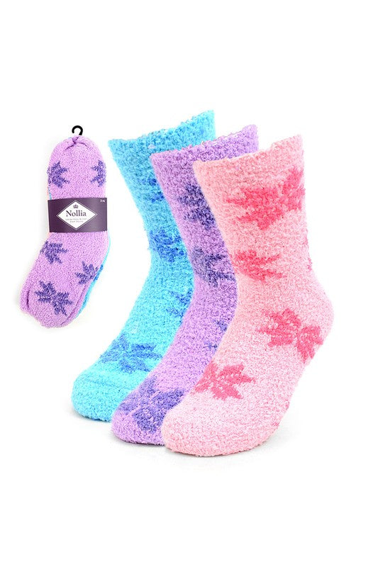 Snowflakes Warm Fuzzy Socks-260 Other Accessories-Selini New York-Coastal Bloom Boutique, find the trendiest versions of the popular styles and looks Located in Indialantic, FL