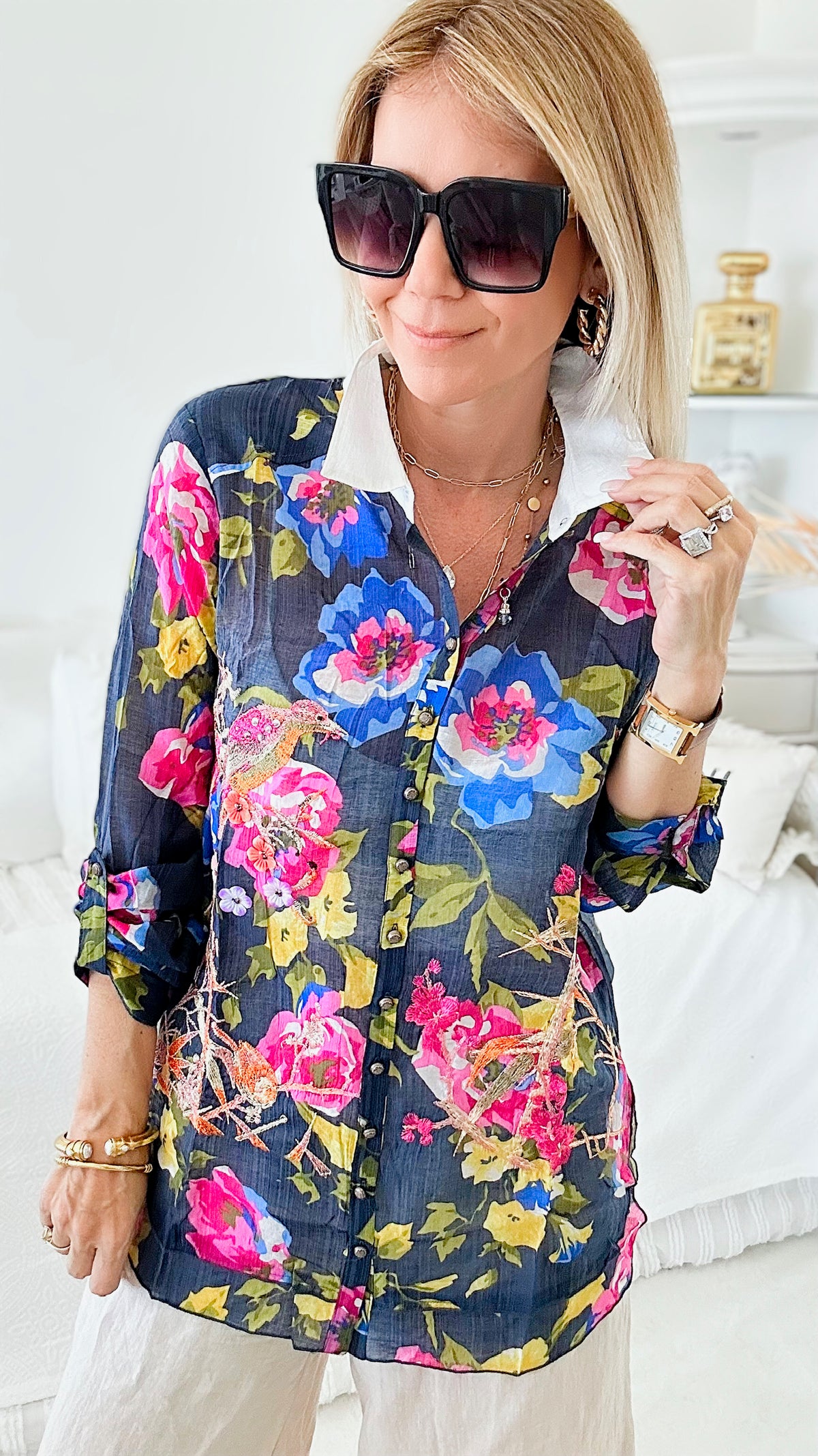 Best in Show Button Down Shirt-130 Long Sleeve Tops-Aratta-Coastal Bloom Boutique, find the trendiest versions of the popular styles and looks Located in Indialantic, FL