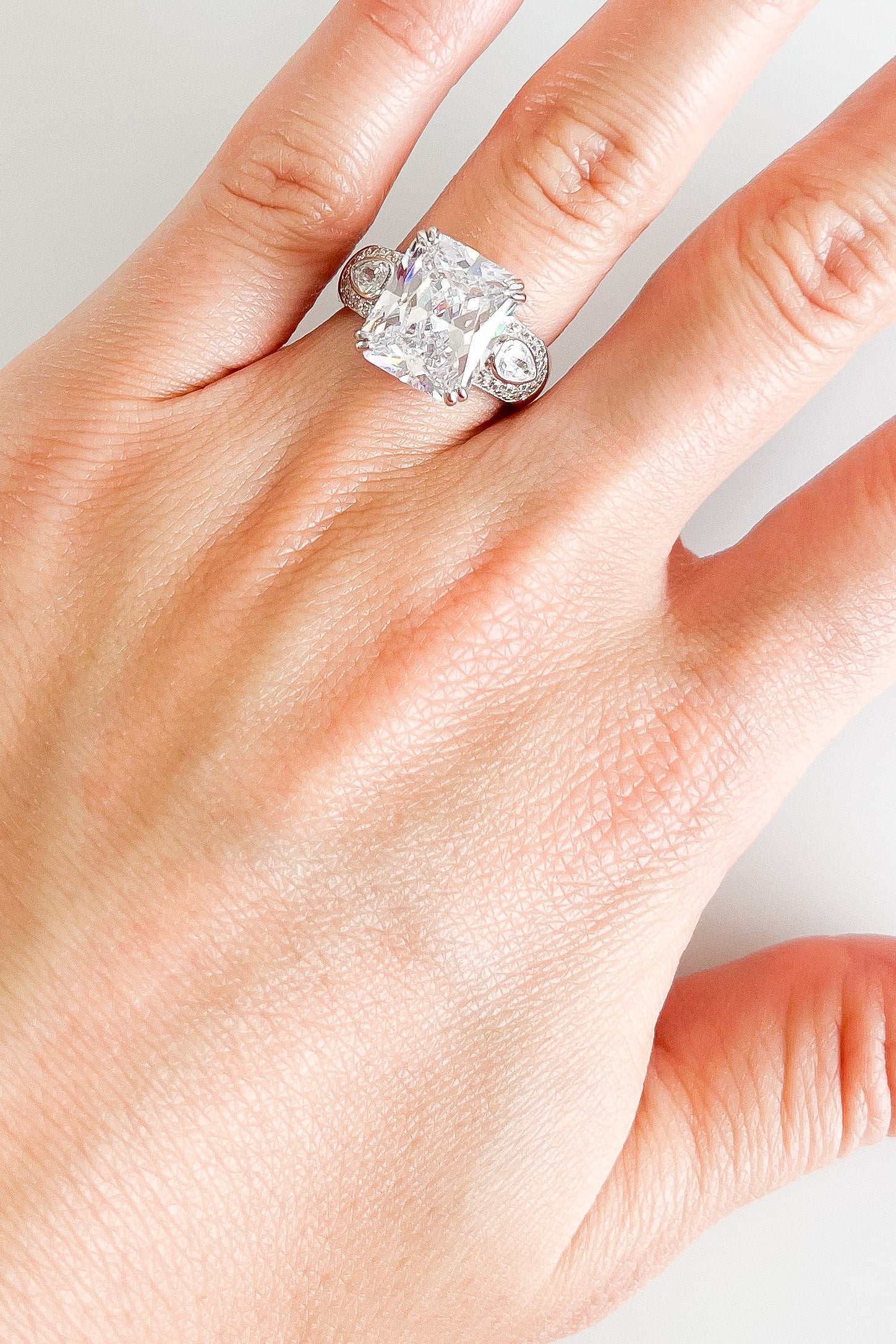 PRE ORDER-Sterling Silver Emerald Cut CZ Pearl Ring-230 Jewelry-NYC-Coastal Bloom Boutique, find the trendiest versions of the popular styles and looks Located in Indialantic, FL