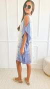 Tie Dye Woven Dress - Powder Blue-110 Short Sleeve Tops-Chatoyant-Coastal Bloom Boutique, find the trendiest versions of the popular styles and looks Located in Indialantic, FL