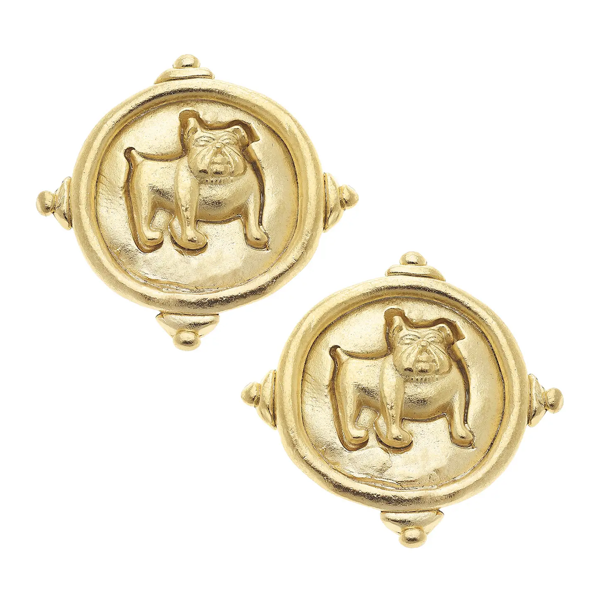 Bulldog Coin Earrings - Susan Shaw-230 Jewelry-SUSAN SHAW-Coastal Bloom Boutique, find the trendiest versions of the popular styles and looks Located in Indialantic, FL
