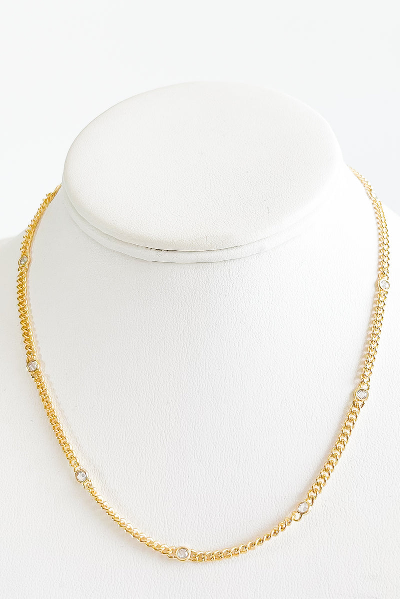 CZ Station Gold Necklace-230 Jewelry-FAME ACCESSORIES-Coastal Bloom Boutique, find the trendiest versions of the popular styles and looks Located in Indialantic, FL