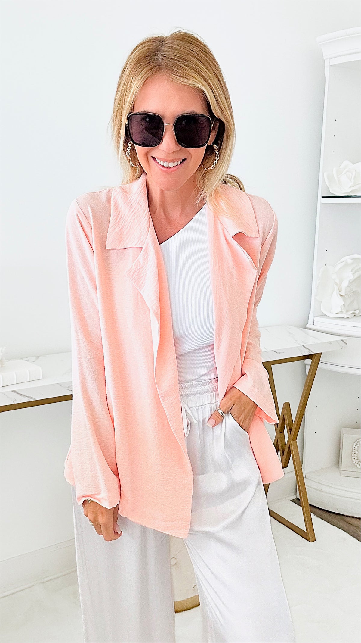 Lunch Break Open Blazer - Angel Pink-160 Jackets-CULTURE CODE-Coastal Bloom Boutique, find the trendiest versions of the popular styles and looks Located in Indialantic, FL