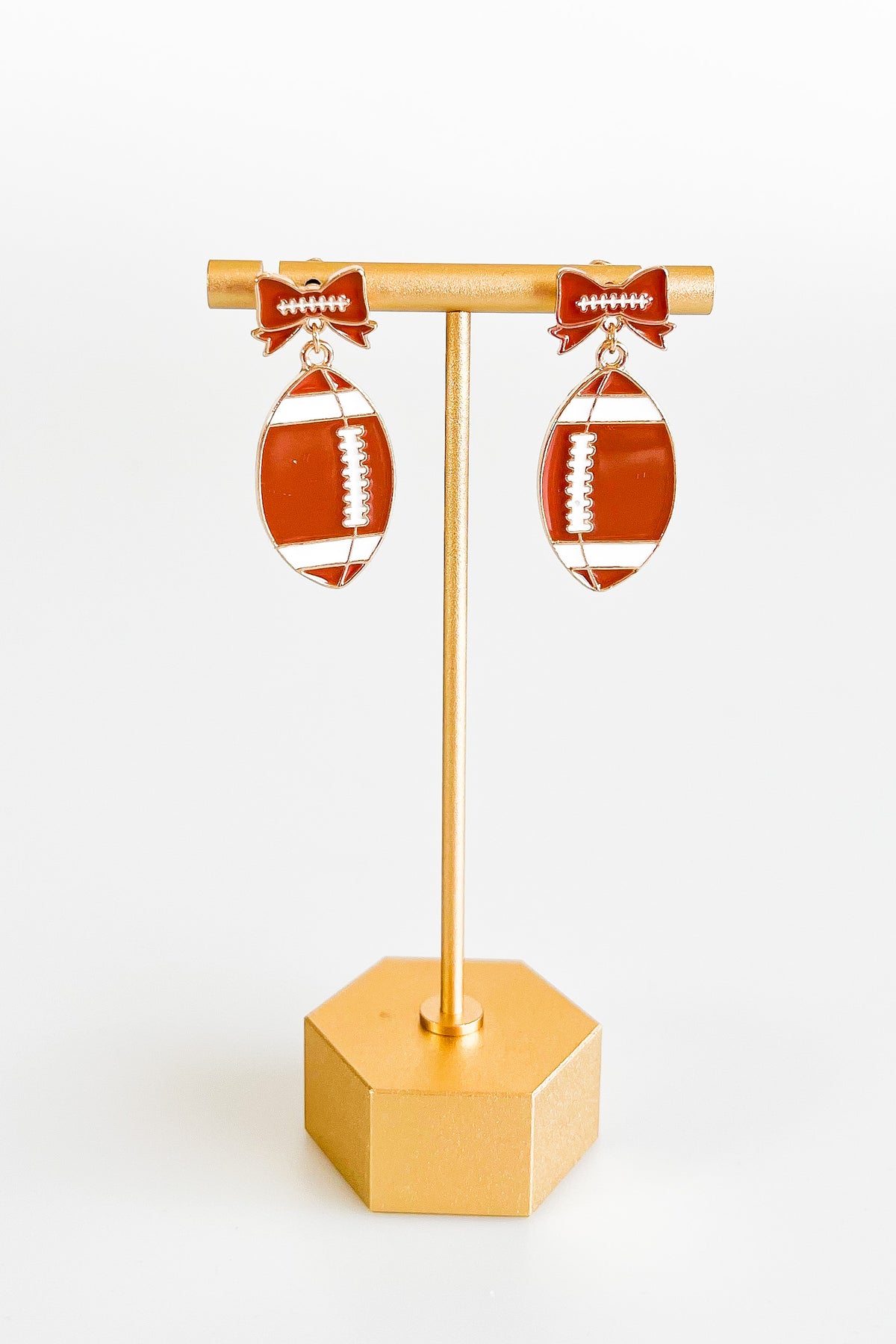 Football Enamel Drop Earrings-230 Jewelry-Golden Stella-Coastal Bloom Boutique, find the trendiest versions of the popular styles and looks Located in Indialantic, FL
