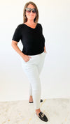 Curvy Love Endures Italian Jogger - White-180 Joggers-Yolly-Coastal Bloom Boutique, find the trendiest versions of the popular styles and looks Located in Indialantic, FL