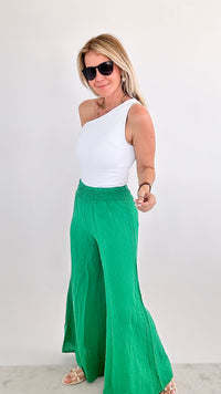 Born Free Linen Italian Palazzo - Green-170 Bottoms-Italianissimo-Coastal Bloom Boutique, find the trendiest versions of the popular styles and looks Located in Indialantic, FL