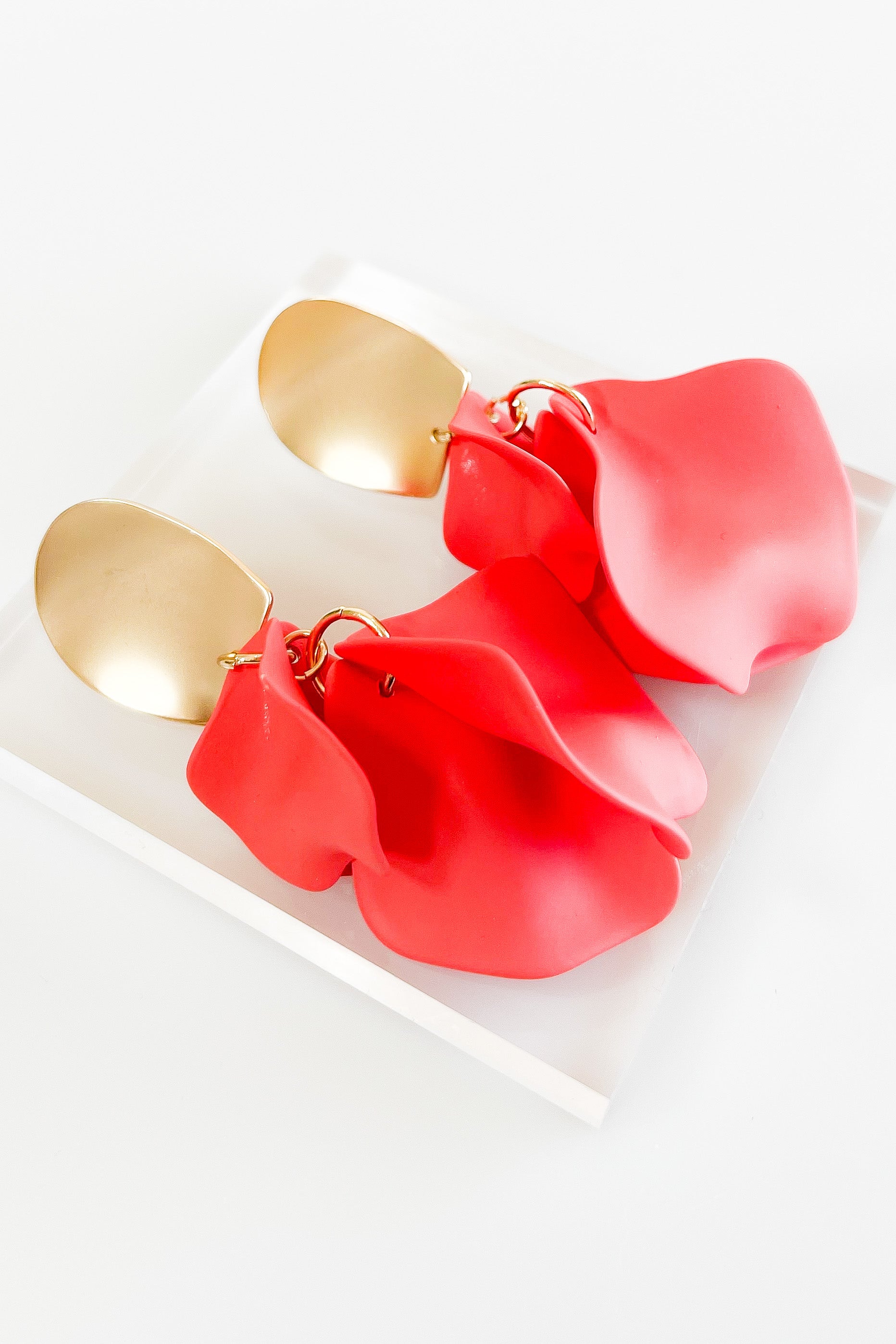 Dangle Petal Earrings - Coral-230 Jewelry-Golden Stella-Coastal Bloom Boutique, find the trendiest versions of the popular styles and looks Located in Indialantic, FL