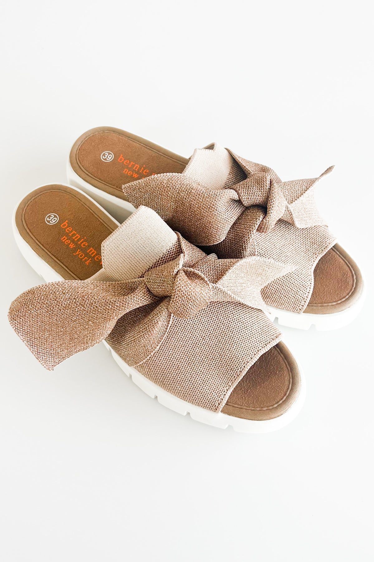 Sparkle Bow Slide - Blush Rose Gold-250 Shoes-Eliya - Bernie-Coastal Bloom Boutique, find the trendiest versions of the popular styles and looks Located in Indialantic, FL