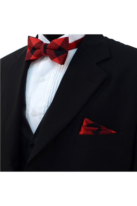 Bow Tie and Pocket Square Set - Black&Red-260 Other Accessories-Selini New York-Coastal Bloom Boutique, find the trendiest versions of the popular styles and looks Located in Indialantic, FL