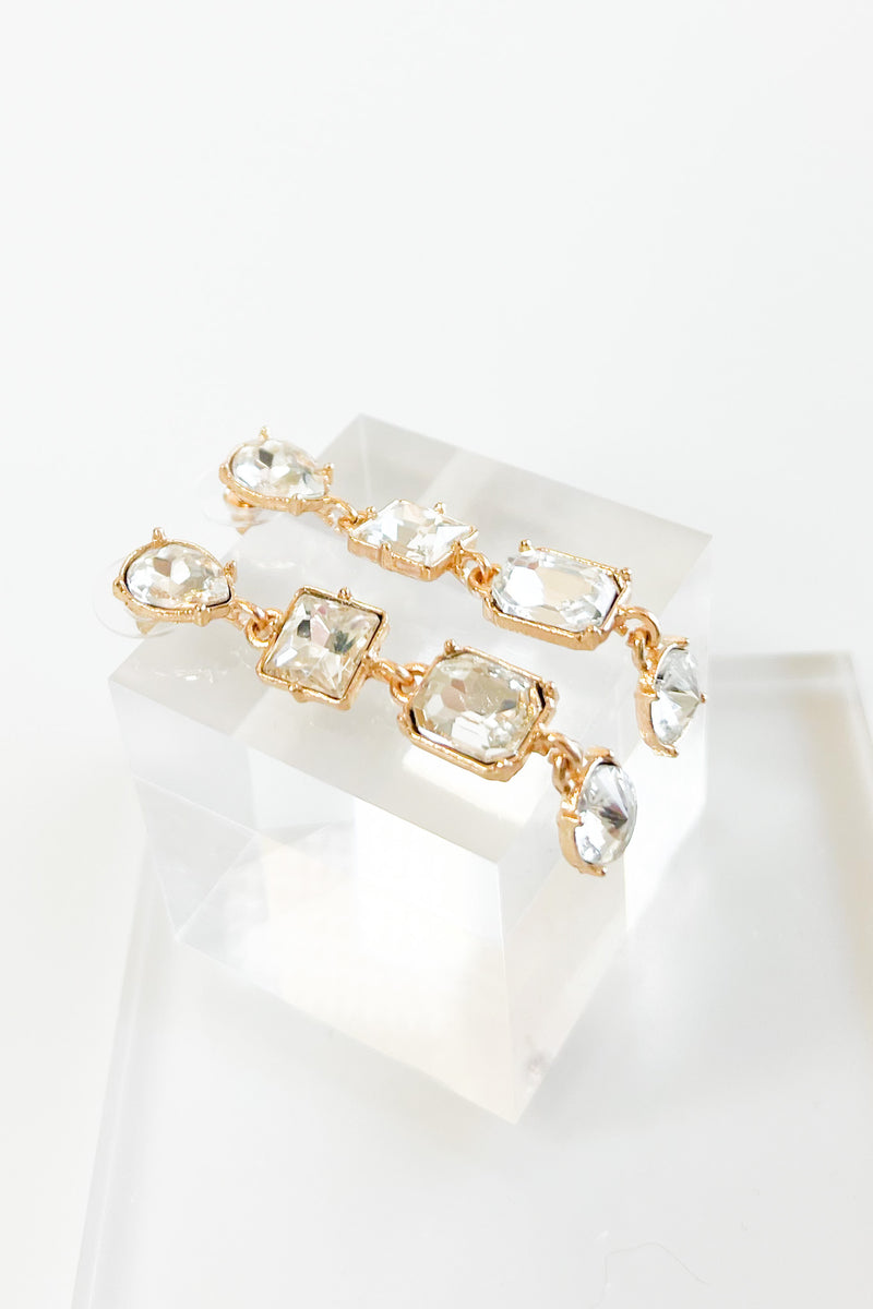 CZ Pear & Emerald Teardrop Earrings - Gold Clear-230 Jewelry-LA JEWELRY PLAZA-Coastal Bloom Boutique, find the trendiest versions of the popular styles and looks Located in Indialantic, FL