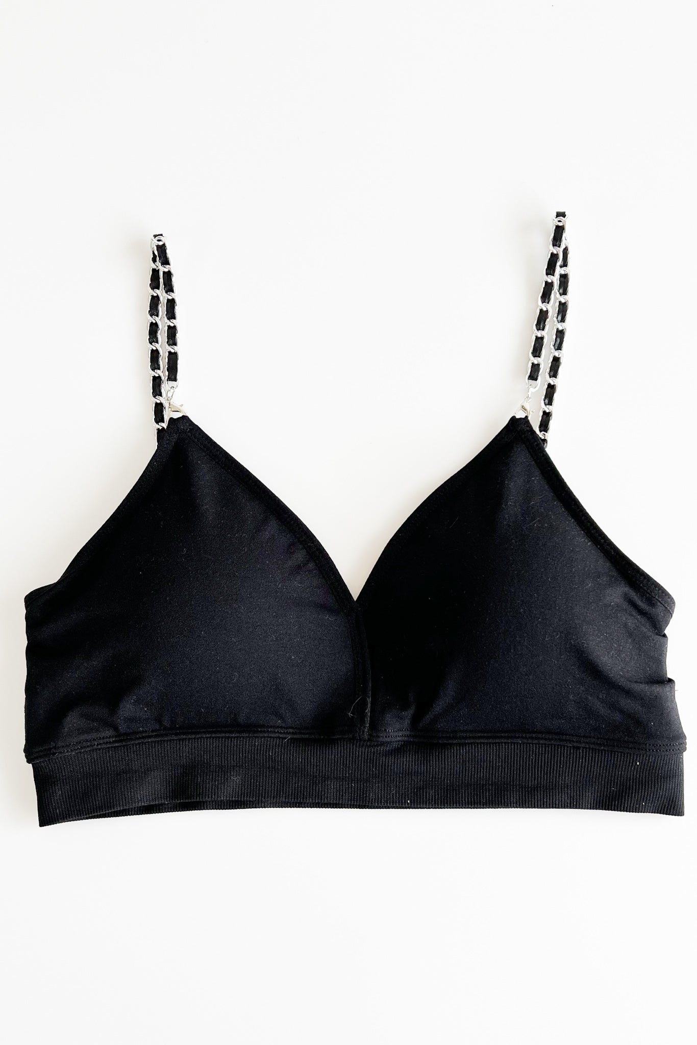 One Size Black Chain On Black Plunge Bra-220 Intimates-Strap-its-Coastal Bloom Boutique, find the trendiest versions of the popular styles and looks Located in Indialantic, FL