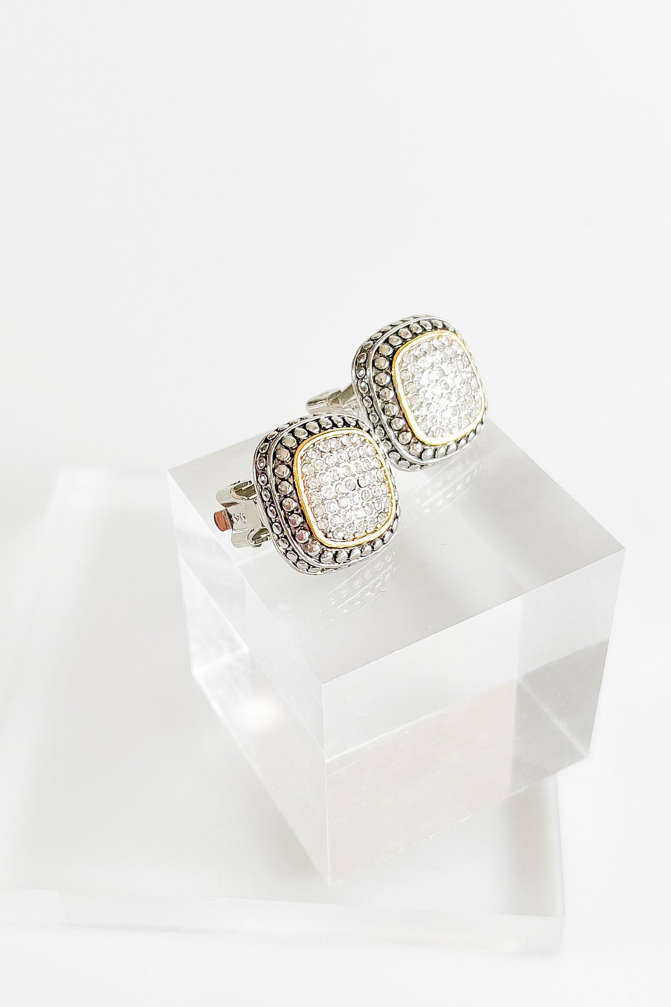 Micropave & Cable Square Earrings-230 Jewelry-GS JEWELRY-Coastal Bloom Boutique, find the trendiest versions of the popular styles and looks Located in Indialantic, FL