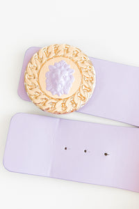 Fierce Medallion Elastic Belt - Lavender-260 Other Accessories-ICCO ACCESSORIES-Coastal Bloom Boutique, find the trendiest versions of the popular styles and looks Located in Indialantic, FL