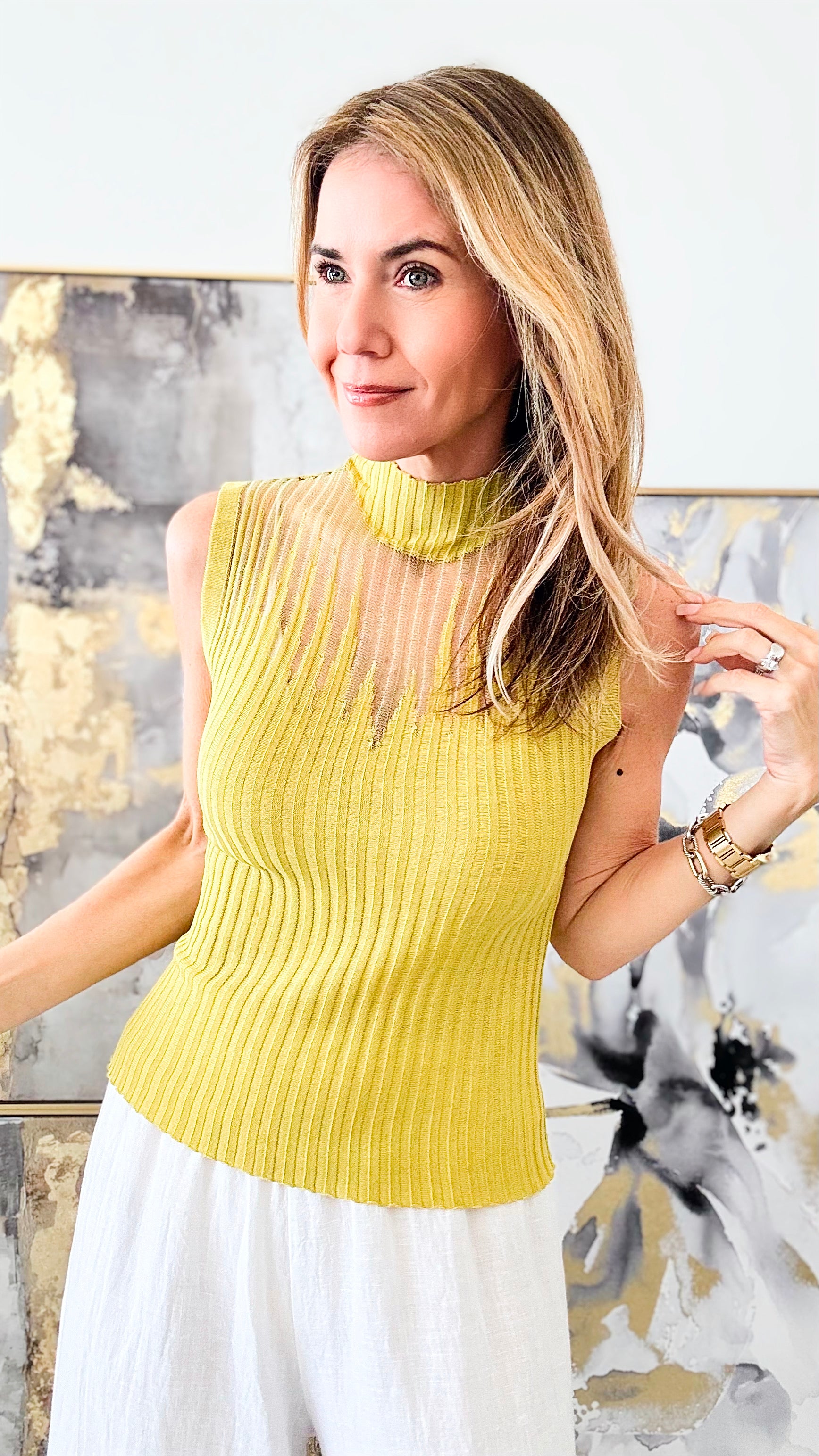 Chic Ribbed Knitted Tank Top - Lime-100 Sleeveless Tops-Chasing Bandits-Coastal Bloom Boutique, find the trendiest versions of the popular styles and looks Located in Indialantic, FL