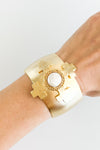 Gold Cross With Genuine Freshwater Pearl Cuff Bracelet - Susan Shaw-230 Jewelry-SUSAN SHAW-Coastal Bloom Boutique, find the trendiest versions of the popular styles and looks Located in Indialantic, FL