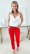 Love Endures Italian Jogger - Red-180 Joggers-Italianissimo-Coastal Bloom Boutique, find the trendiest versions of the popular styles and looks Located in Indialantic, FL