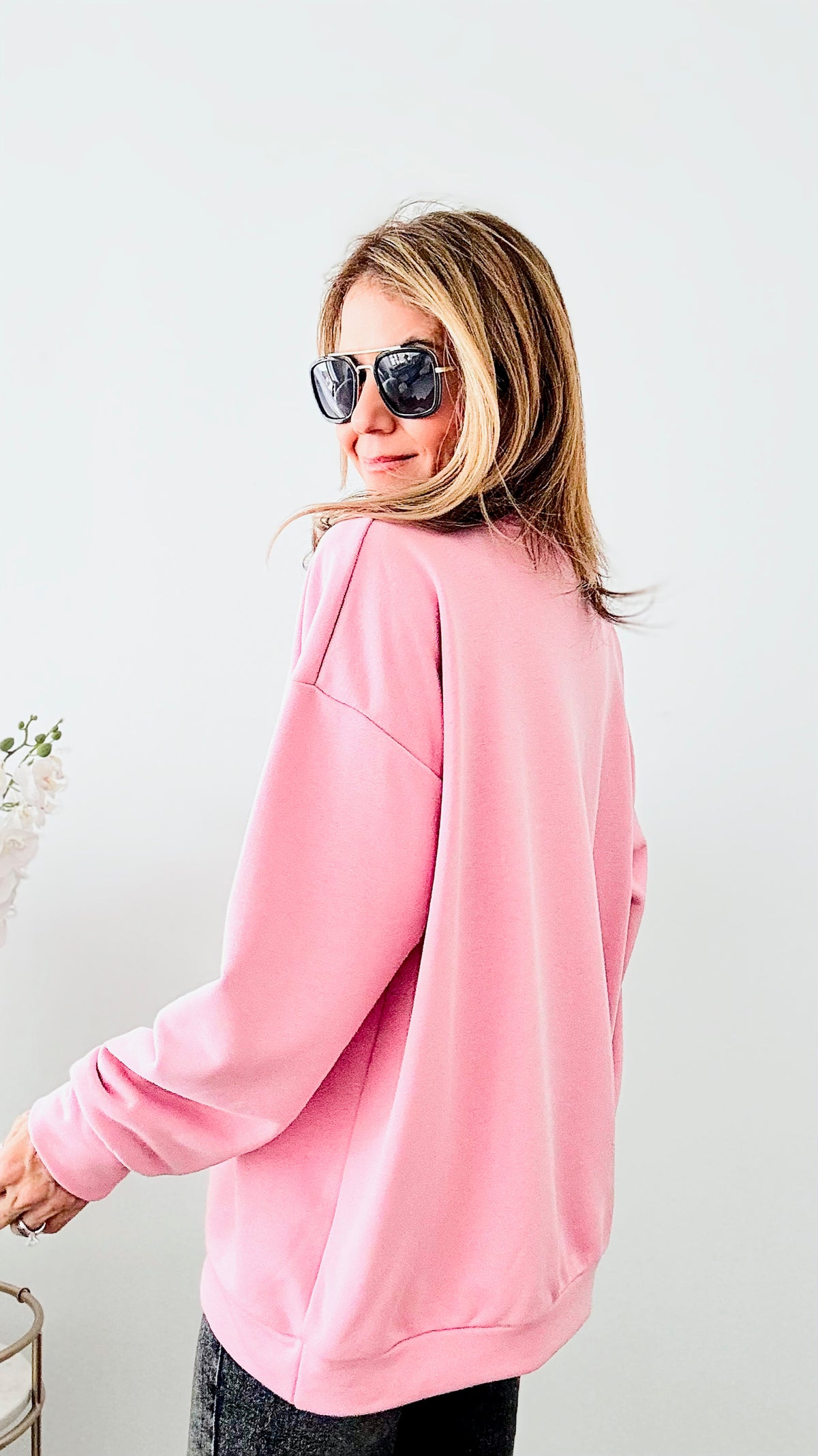 LKCM Italian Sweatshirt - Rose-140 Sweaters-Germany-Coastal Bloom Boutique, find the trendiest versions of the popular styles and looks Located in Indialantic, FL