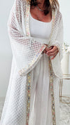 Open Embellished Knit Long Kimono - White-150 Cardigan Layers-original usa-Coastal Bloom Boutique, find the trendiest versions of the popular styles and looks Located in Indialantic, FL