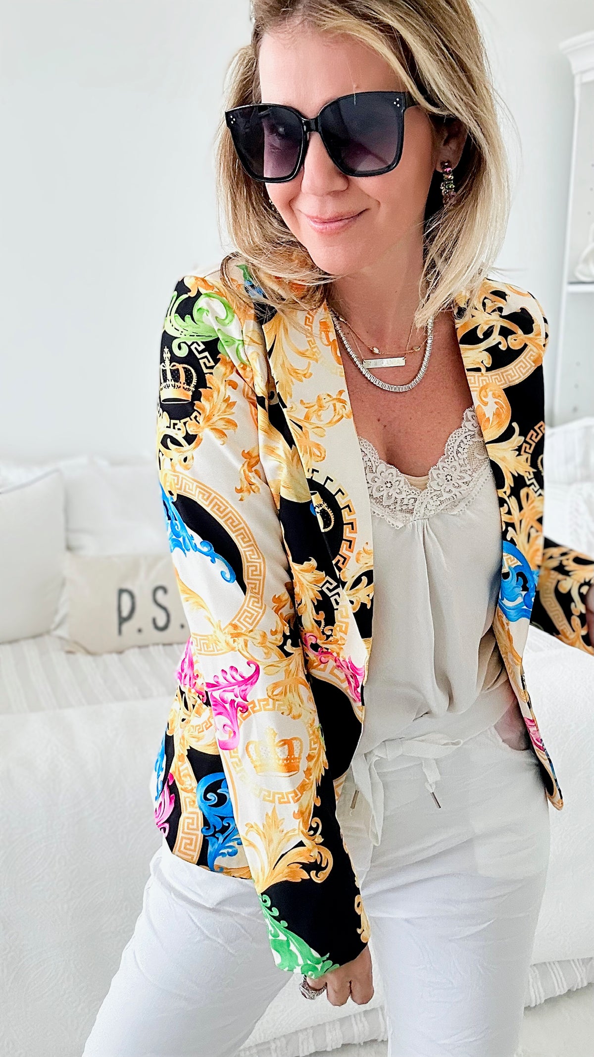 Baroque Italian Blazer-160 Jackets-Venti6 Outlet-Coastal Bloom Boutique, find the trendiest versions of the popular styles and looks Located in Indialantic, FL