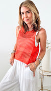 Sleeveless Knitted Crop Top - Orange-100 Sleeveless Tops-Love Tree Fashion-Coastal Bloom Boutique, find the trendiest versions of the popular styles and looks Located in Indialantic, FL
