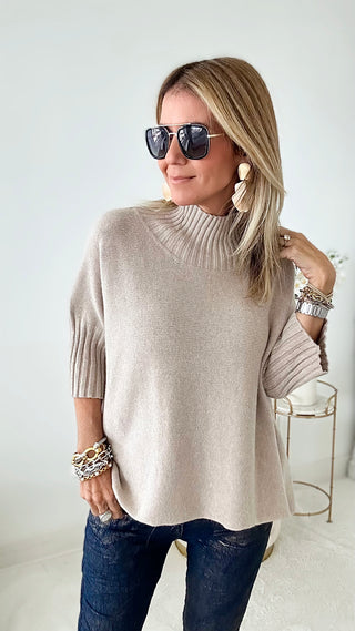 Break Free Italian Sweater Top - Sand-140 Sweaters-Italianissimo-Coastal Bloom Boutique, find the trendiest versions of the popular styles and looks Located in Indialantic, FL