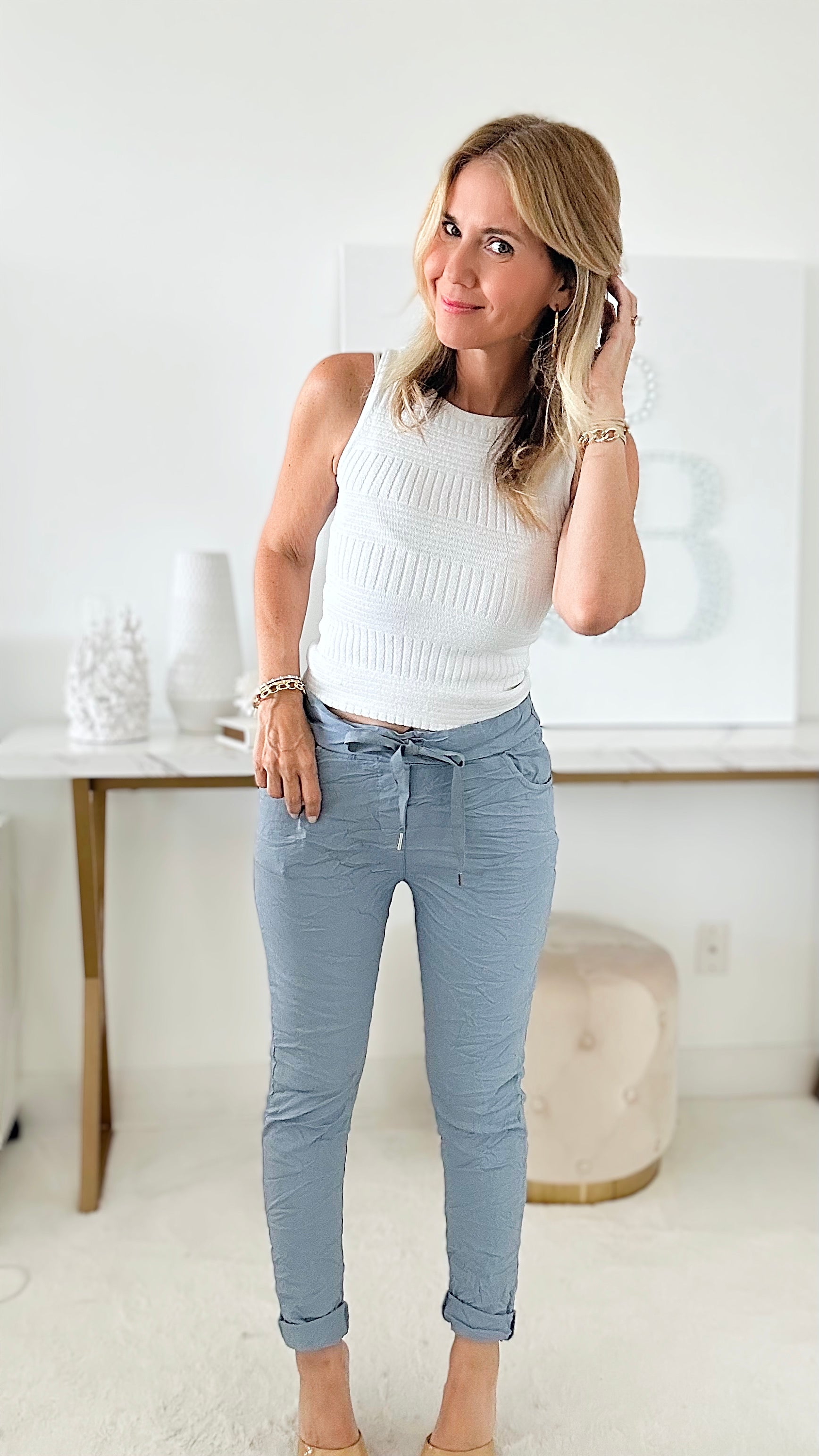 Love Endures Italian Jogger - Steel Blue-180 Joggers-Yolly-Coastal Bloom Boutique, find the trendiest versions of the popular styles and looks Located in Indialantic, FL