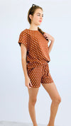 Polka Dot Taylor Shorts - Rust-170 Bottoms-SEE AND BE SEEN-Coastal Bloom Boutique, find the trendiest versions of the popular styles and looks Located in Indialantic, FL