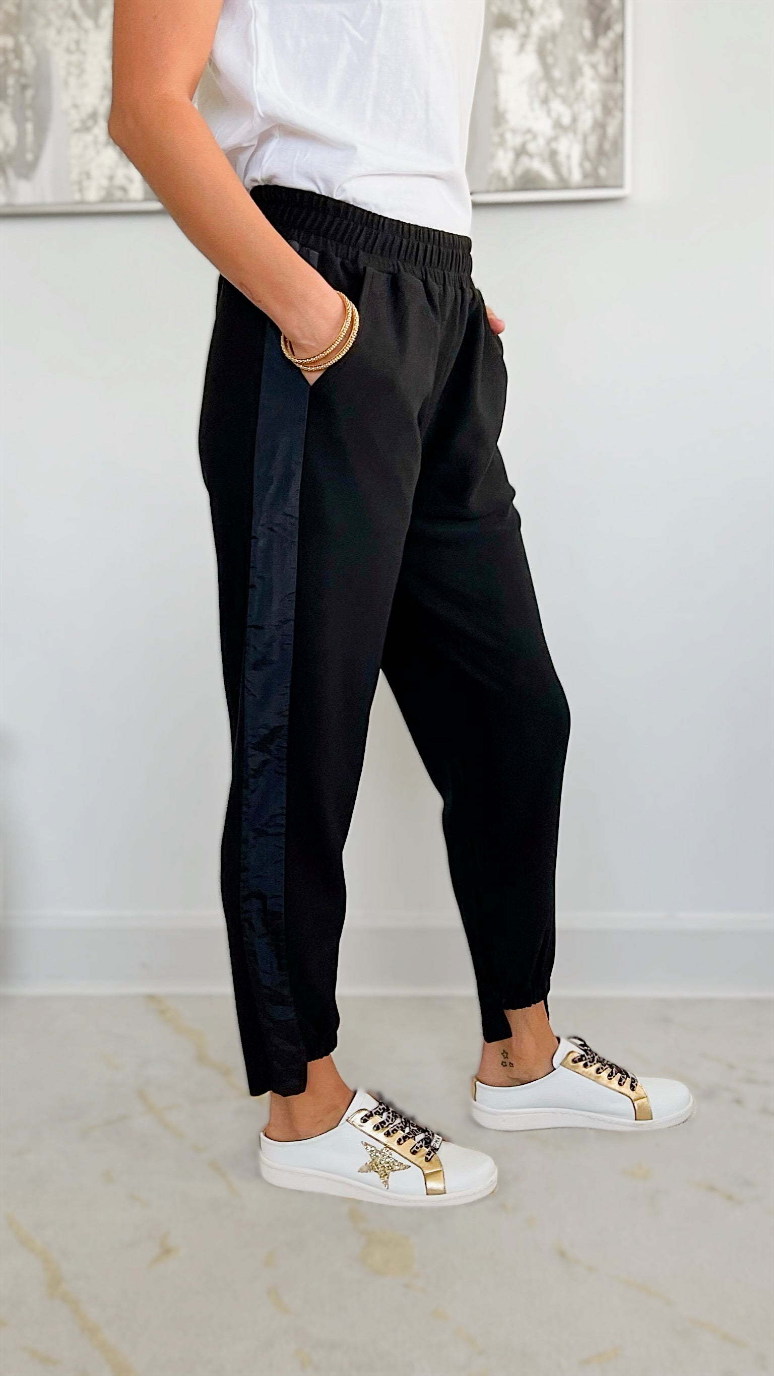 Santorini By Night High Low Cuff Pant - Black-180 Joggers-Joh Apparel-Coastal Bloom Boutique, find the trendiest versions of the popular styles and looks Located in Indialantic, FL