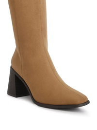 Faux Leather Block Heel Calf Length Boots-250 Shoes-RagCompany-Coastal Bloom Boutique, find the trendiest versions of the popular styles and looks Located in Indialantic, FL