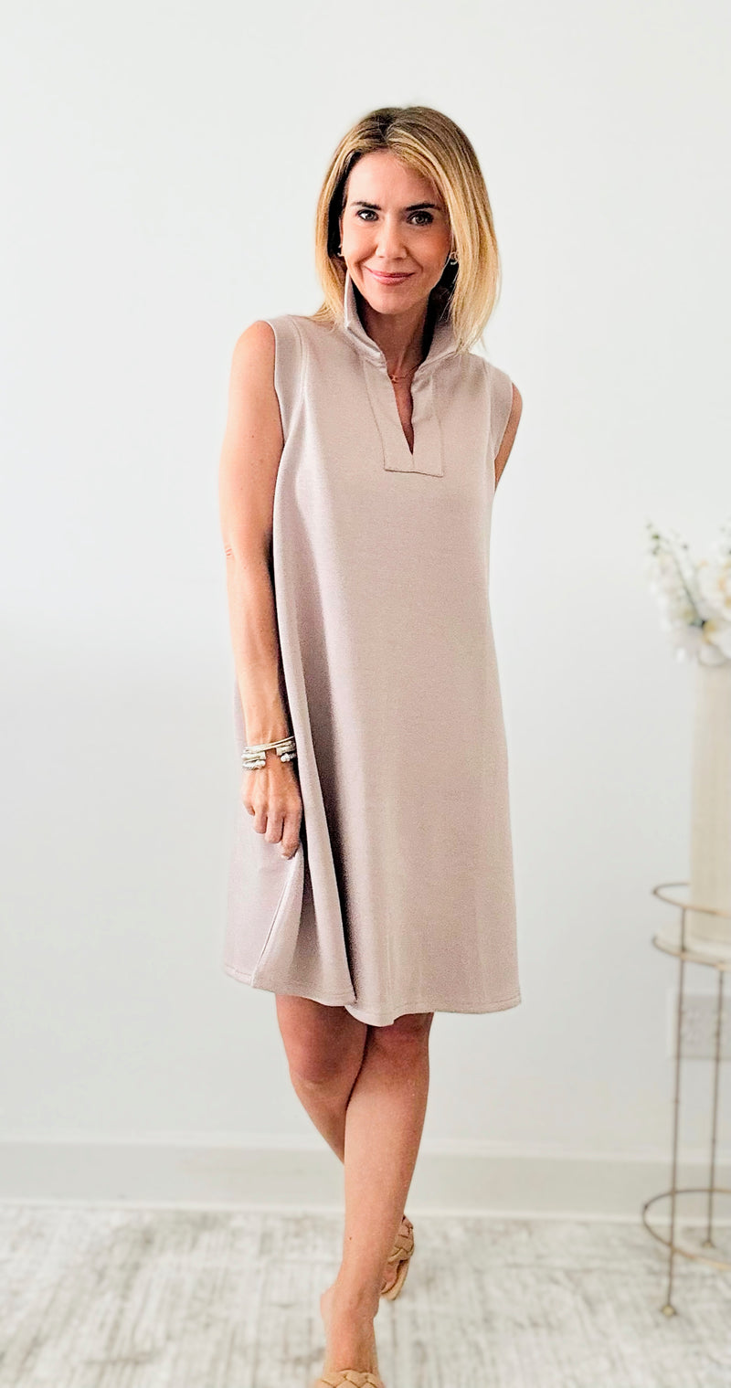 Butter Modal Collared Dress - Taupe-200 Dresses/Jumpsuits/Rompers-Before You-Coastal Bloom Boutique, find the trendiest versions of the popular styles and looks Located in Indialantic, FL