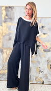 Contrast Band Blouse Pant - Black-170 Bottoms-TYCHE-Coastal Bloom Boutique, find the trendiest versions of the popular styles and looks Located in Indialantic, FL